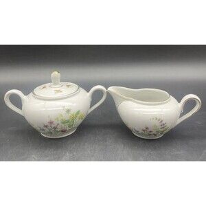 VTG Winterling Bavaria Germany Floral Butterfly #74 Cream & Sugar Set RARE